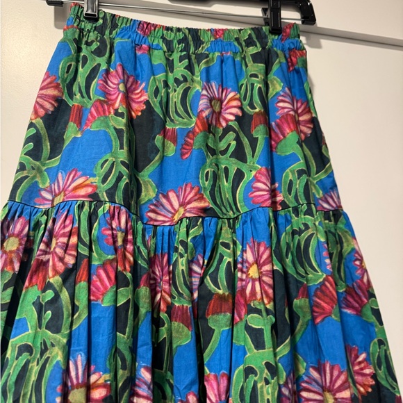 Gorgeous LA DoubleJ Floral Maxi Skirt Gerbera Print in Blue and Pink - Picture 3 of 9